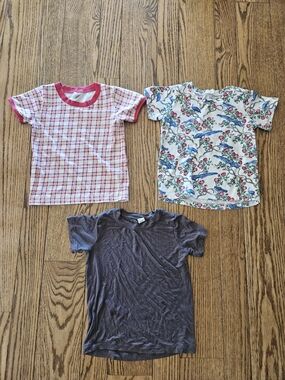 Kate Quinn Kids Short Sleeve T-Shirt Set Of 3 Tops 5Y 5T Peacock Plaid Grey